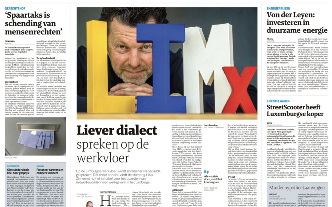 Artikel in dagblad De Limburger ter gelegenheid van de eerste LIMx roadshow.